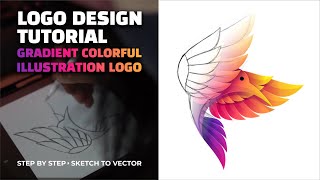 LOGO DESIGN PROCESS BIRD MODERN COLORFUL - STEP BY STEP START TO FINISH TUTORIAL