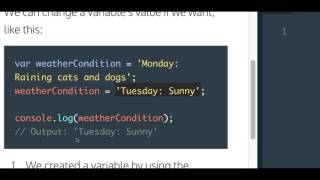 Learn Javascript, Changing a Variable's Value, codecademy, Javascript Tutorial