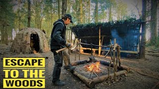 ESCAPE TO THE WOODS | Isolation | Stick Fire Cooking | Shelter Renovation | Bushcraft Camp | Solo