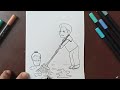 How to draw a boy cleaning