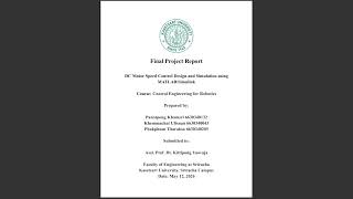 Final Project: DC Motor Speed Control using MATLAB/Simulink (Control Engineering)