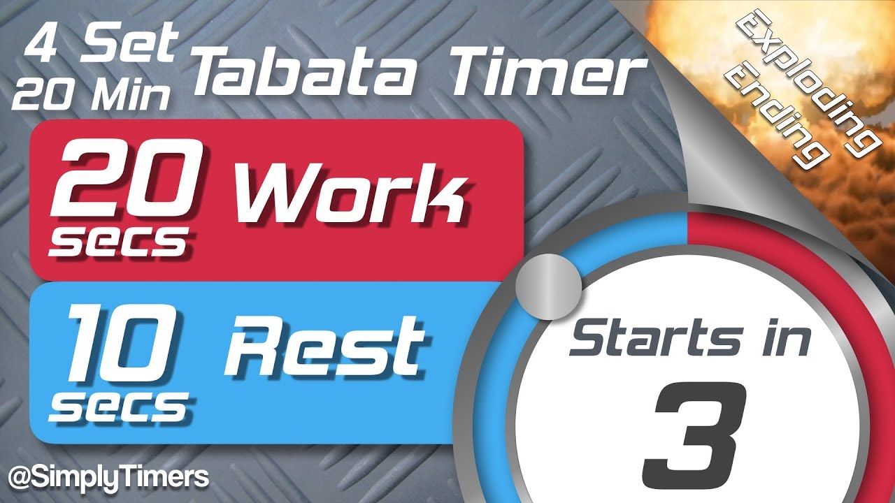 4 Set Full Tabata Workout Interval Timer (20 Sec / 10 Sec) 20 Minute ...