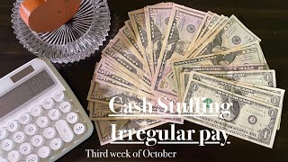 CASH STUFFING 02 |IRREGULAR PAY| $3986 | 3RD week of OCTOBER | sinking funds and saving challenges