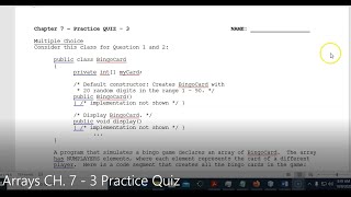 JAVA - Lesson #93 - APCSA - Arrays CH. 7-3 Practice Quiz