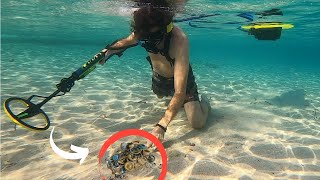 Gold & Diamond Jewelry Found Underwater at Billionaires Beach! ( Metal Detecting