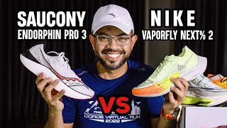 NIKE VAPORFLY NEXT% 2 vs SAUCONY ENDORPHIN PRO 3 | Kasut Racing Carbon Plate Mana Lagi On-Point?