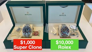 $1,000 Super Clone vs. Rolex GMT Master 2 Pepsi - How to spot a fake Rolex Watch