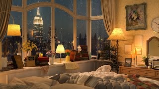 New York Winter Serenade | Cozy Jazz by the Snowy Window | Smooth Piano Jazz Music for Relax