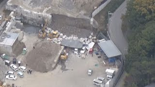 ブロック崩れ4人生き埋め   1人死亡、工事現場