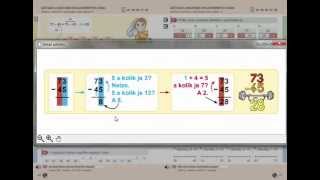 Písemné odčítání(s přechodem přes 10), Matýskova matematika 7. díl, strana 40, cvičení 3