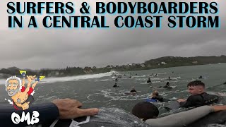 SURFERS \u0026 BODYBOARDERS IN HEAVY CENTRAL COAST STORM