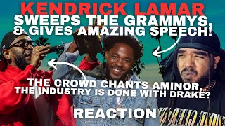 Kendrick Lamar SWEEPS THE GRAMMYS, Gives GREAT SPEECH And The Industry is OVER DRAKE! Reaction