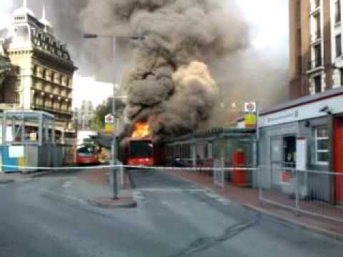 London bendy bus on fire - Victoria Bus Station - Saturday, 4th Sept 2010 London bendy bus on fire - Victoria Bus Station - Saturday, 4th Sept 2010
