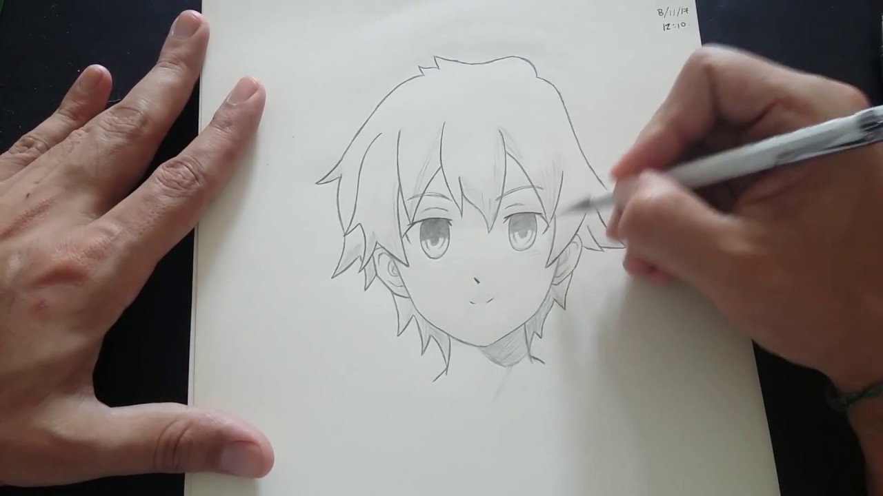 Cómo Dibujar Una Cara Animé De Chico Paso A Paso - YouTube