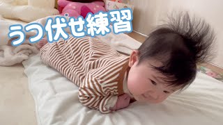 【生後4ヶ月】うつ伏せ練習 ゆうくん