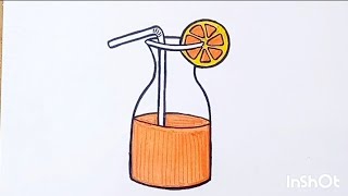 easy orange juice drawing|| step by step drawing for kids and beginners #drawing #artpencildrawing