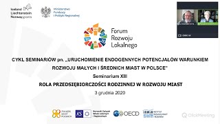 XIII Seminarium FRL: Rola przedsiębiorczości rodzinnej w rozwoju miast - 3.12.2020 r.