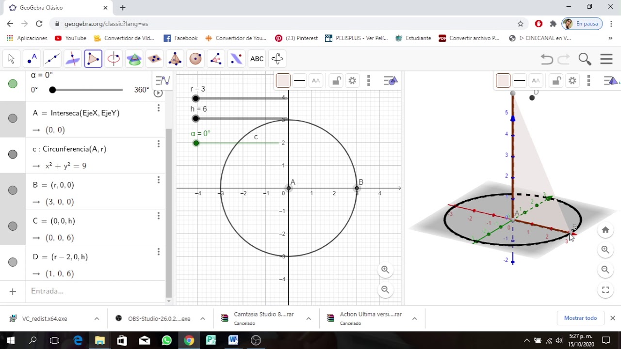 COMO HACER UN CONO TRONCOIDE / CON GEOGEBRA CLASICO - YouTube