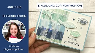 Anleitung Einladung zur Kommunion basteln für Jungs⎜Feierliche Fische⎜Stampin' Up!®