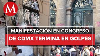 Manifestantes vandalizan fachada e irrumpen en Congreso de CdMx