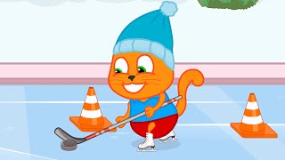 Familia de Gatos - Carrera de obstáculos de hockey Dibujos Animados Para Niños