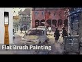 FLAT BRUSH PAINTING - Can you do a whole painting with ONE Flat Brush?