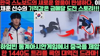 한국 스노보드의 새로운 영웅이 탄생하다, 이채훈 선수의 기적같은 금메달 도전 스토리! 하얼빈 동계아시안게임에서 중국을 제압한 1440도 트리플 콕의 대역전 드라마!