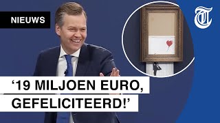 Hilariteit bij veiling versnipperde Banksy: ‘Ik durf niet te slaan’