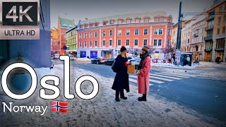 👣Walk with Me in Norway | Oslo City Center (Oslo Sentrum) | 4K experience | January 2024👣