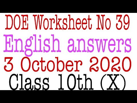 Class 10th English Worksheet No 39 Answers | Directorate Of Education ...