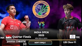 QF | Jonatan CHRISTIE [2] (INA) vs Lin Chun Yi (TPE) | India Open 2025 Badminton