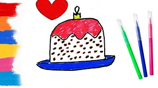 Drawing a cake 🥧👨‍🎨 for kids 👶 #shorts  / how to draw a cake