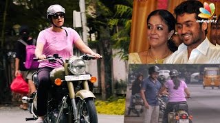 Suriya teaching Jyothika to ride a Bullet bike || Hot Tamil Cinema News