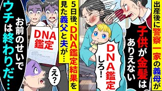 出産後に警察一家の義母が「子供が金髪はありえない！DNA鑑定しろ」と私にグーパンをしてきた。5日後、DNA鑑定結果を見た義父と夫が顔面蒼白で