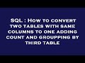 SQL : How to convert two tables with same columns to one adding count and groupping by third table