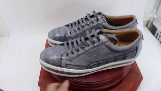 Men's Shoes Genuine Crocodile Alligator Skin Leather Handmade gray