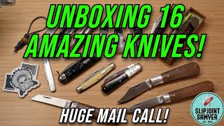 Unboxing 16 Amazing Pocket Knives! Gifts \u0026 Buys Mail Call!