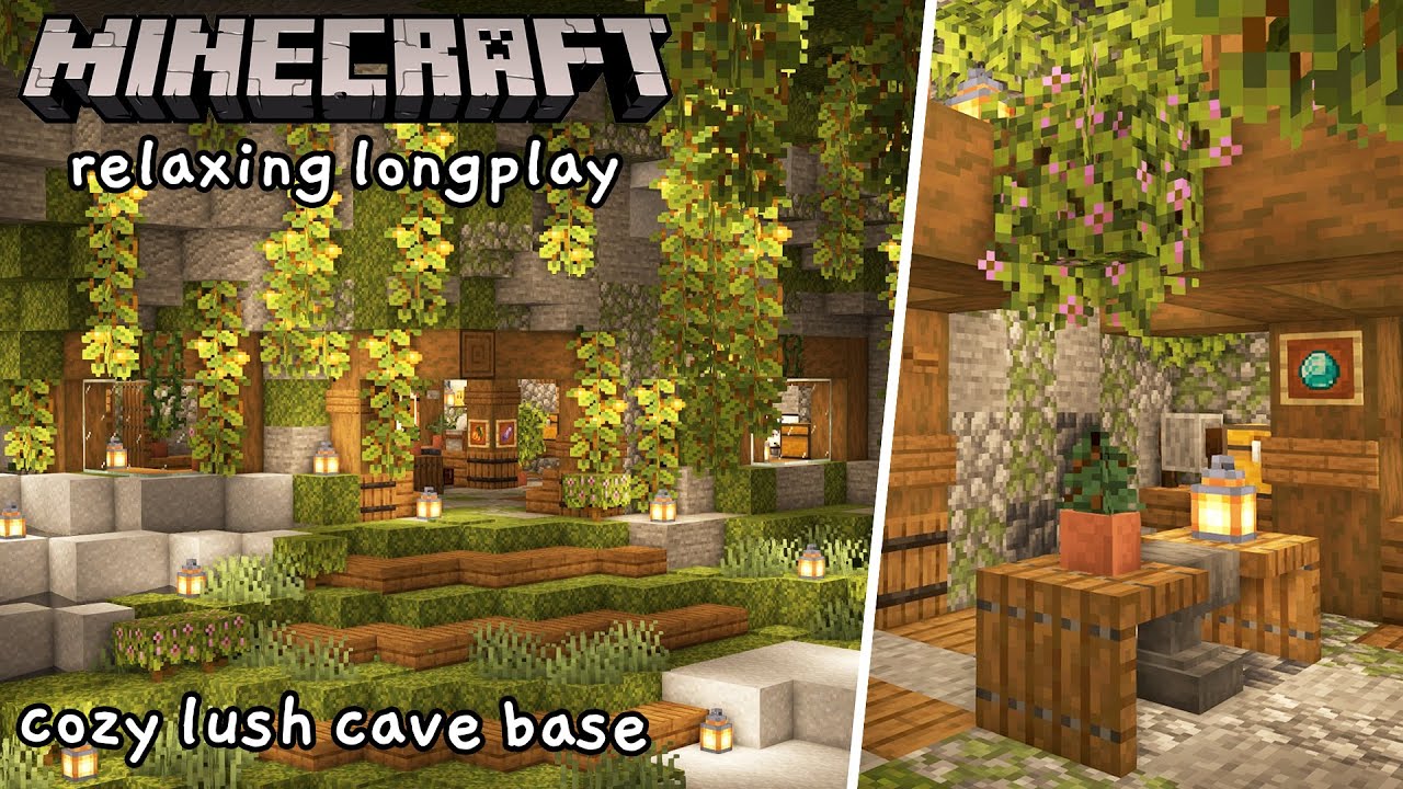 Minecraft Relaxing Longplay - Building A Cozy Lush Cave Base (No ...