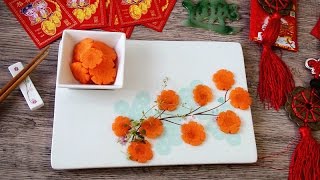 Art In Carrot Flowers - Vegetable Carving Garnish - Sushi Garnish - Food Decoration
