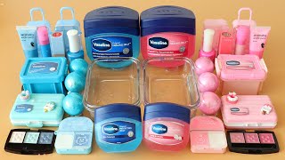 Mixing”Pink Vaseline vs Blue Vaseline” Eyeshadow and Makeup Into Slime!Satisfying Slime Video!★ASMR★