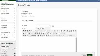 Creating a Sign-Up Form using the Blackboard Wiki Tool