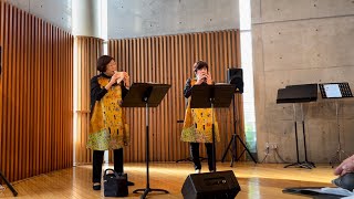 「うろこ雲の夕焼け」オカリナDuo MariNori mini TEE with Kyo-chanクリスマスコンサート前の愛好家ステージ