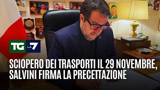 Sciopero dei trasporti il 29 novembre, Salvini firma la precettazione