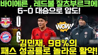 바이에른 , 레드불 잘츠부르크에 6-0 대승으로 압도! 김민재, 98%의 패스 성공률로 놀라운 활약!