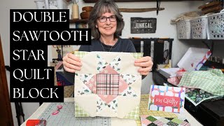 Unbox with Me! Mrs. Quilty Subscription Box - Double Sawtooth Star Quilt Block