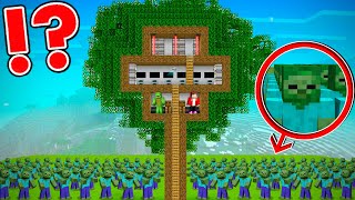 JJ and Mikey Built a SECURITY HOUSE Inside a Huge TREE vs ZOMBIE APOCALYPSE in M