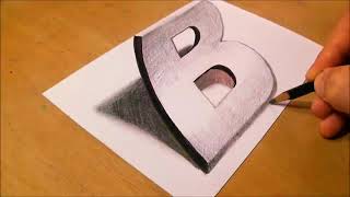 How to Draw Letter B | tutorial Drawing 3d with pencil vamos art