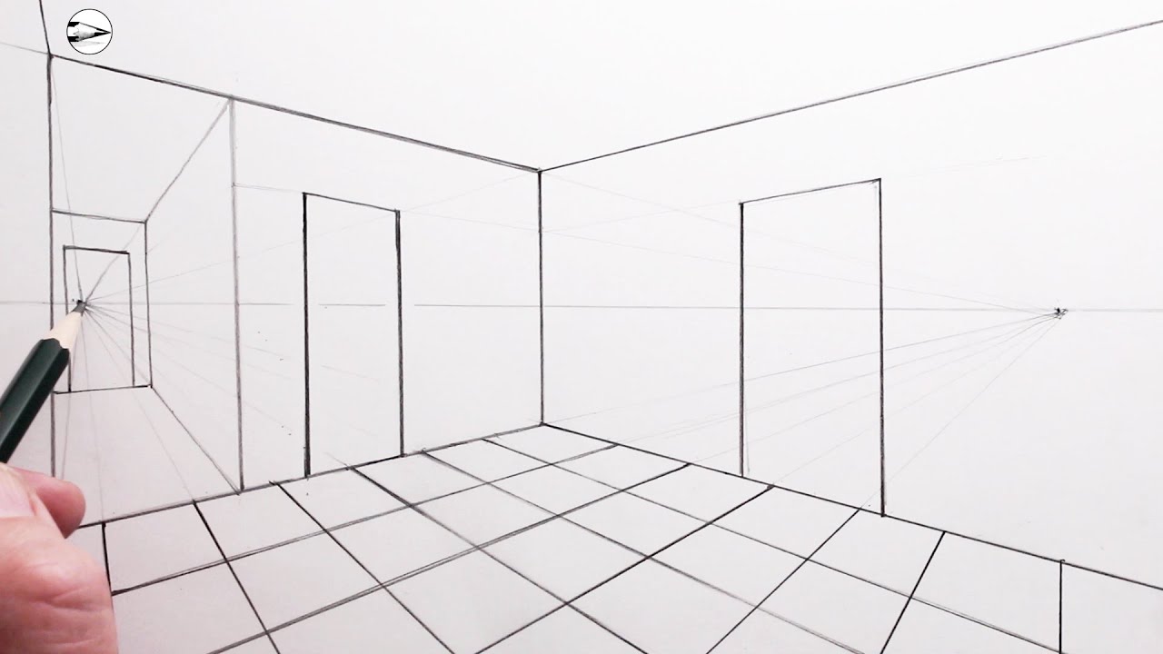 How To Draw A Simple Room Using 2-Point Perspective For Beginners - YouTube