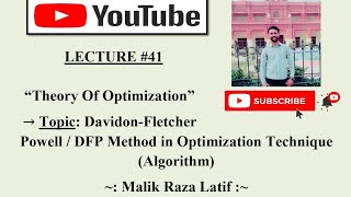 Davidon-Fletcher Powell Method in Optimization Technique (Algorithm)