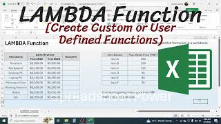 LAMBDA Function in Excel | Make Custom or User Defined Functions